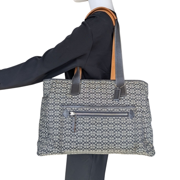 COACH Grey and Black Signature Print Diaper Bag - Picture 4 of 15